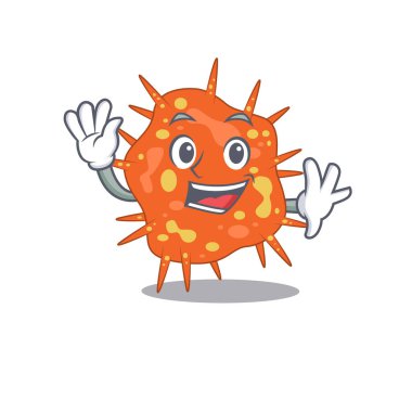 Karizmatik bir Burkholderia Mallei maskot tasarımı gülümseme ve el sallama