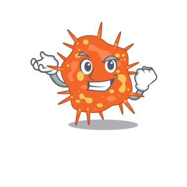 Göz kamaştırıcı bir Burkholderia Mallei maskot tasarımı, mutlu yüzlü.