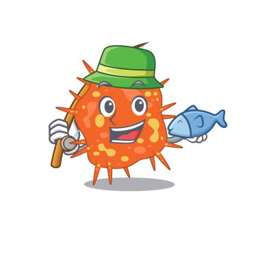 Balık tutarken Burkholderia Mallei çizgi film tasarımı