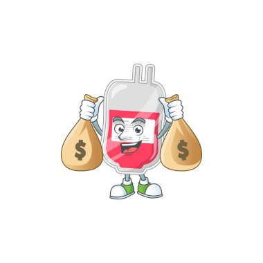 Para torbaları olan zengin kanlı çizgi film karakteri. Vektör illüstrasyonu