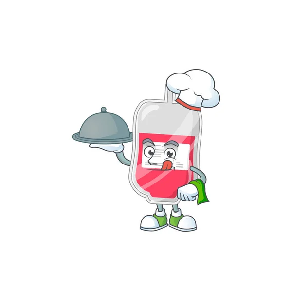 Bag Blood Chef Cartoon Design Hat Tray Vector Illustration — Stock Vector
