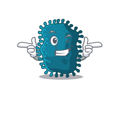 Cartoon design concept of clostridium with funny wink eye clipart