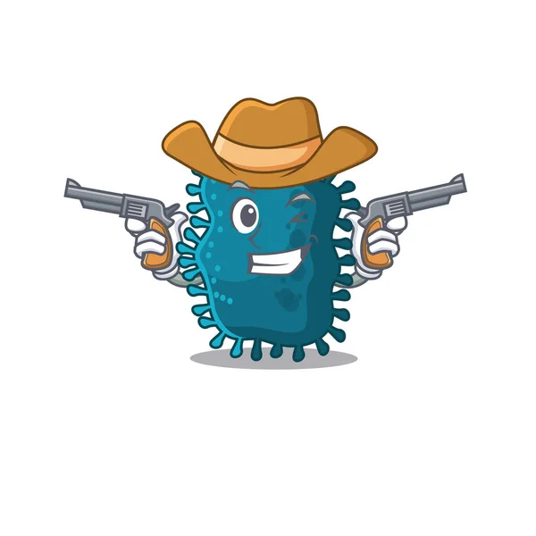 Netter gutaussehender Cowboy der Clostridium Cartoon-Figur mit Waffen — Stockvektor