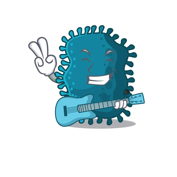 Musicien talentueux de clostridium dessin animé jouant de la guitare — Image vectorielle