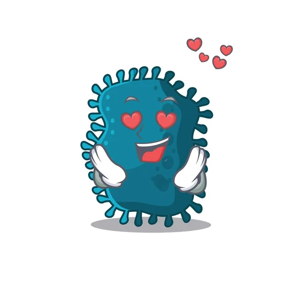 Cute Clostridium postać z kreskówki ma upadek w twarz miłości — Wektor stockowy