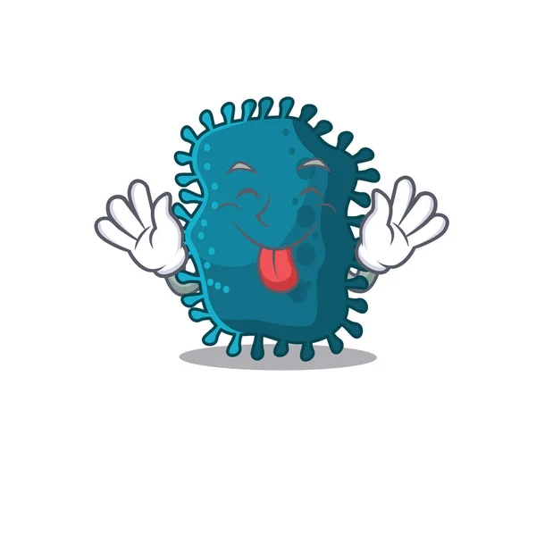 Een amusant gezicht clostridium cartoon ontwerp met tong uit — Stockvector