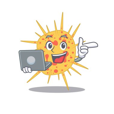 Mycobacterium Kansasii 'nin çizgi film karakteri. Dizüstü bilgisayarla çalışan zeki bir öğrenci.