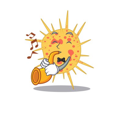 Mycobacterium kansasii karikatür tasarımında trompet çalan yetenekli bir müzisyen.