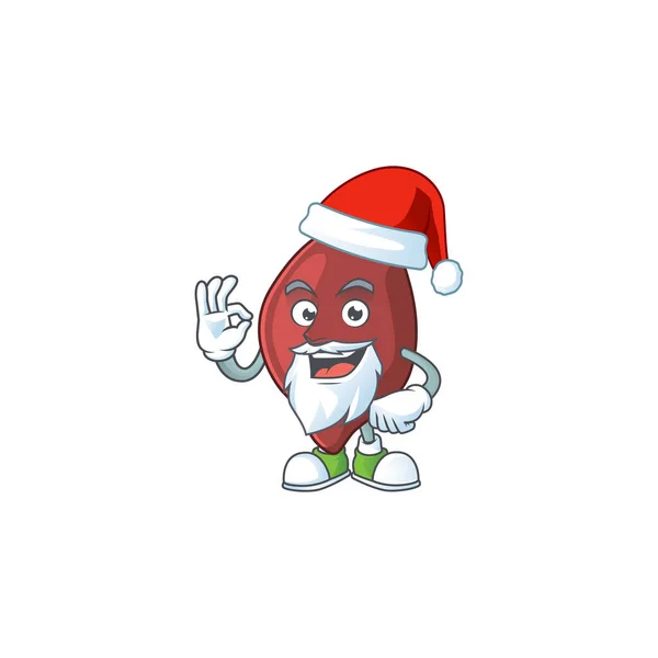 Vriendelijke lever Santa cartoon karakter ontwerp met ok vinger — Stockvector