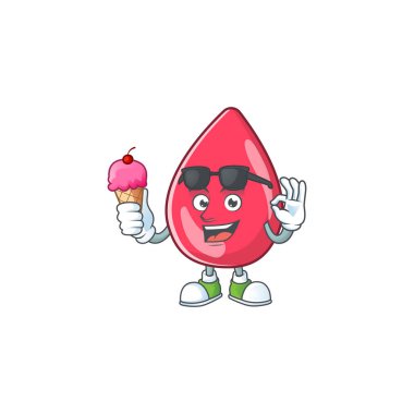 Tatlı kırmızı kanlı çizgi film karakteri dondurma yiyor.