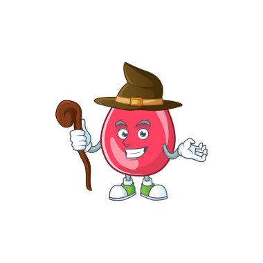 Şirin ve sinsi cadı kırmızı kanlı çizgi film tasarımı tarzı.