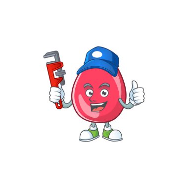 Maskot tasarımı konsepti kırmızı kan işi akıllı tesisatçı olarak