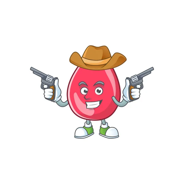 A cowboy cartoon character of red blood holding guns — Stock Vector