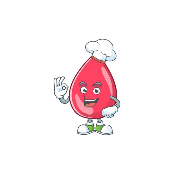 Červená krev karikatura design styl hrdě nosit bílý kuchař klobouk — Stockový vektor