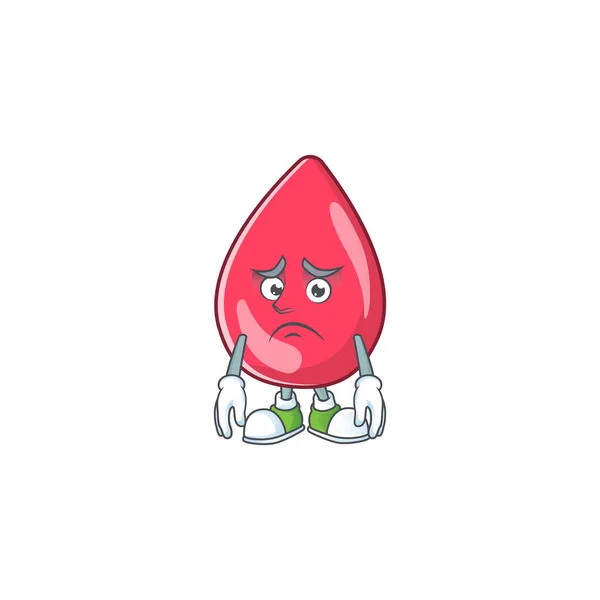 Immagine cartone animato di sangue rosso con viso preoccupato — Vettoriale Stock