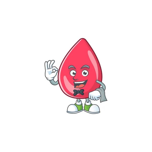 Ein rotes Blut Kellner Cartoon-Figur bereit zu dienen — Stockvektor