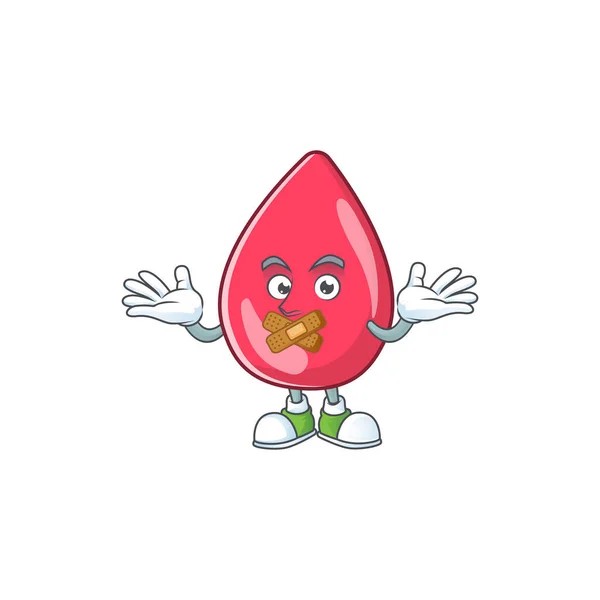 Červená krev maskot karikatura design s tichým gestem prstu — Stockový vektor