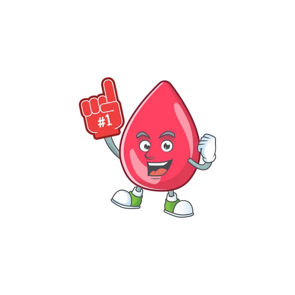 Personaje de dibujos animados concepto de sangre roja celebración dedo de espuma roja — Vector de stock