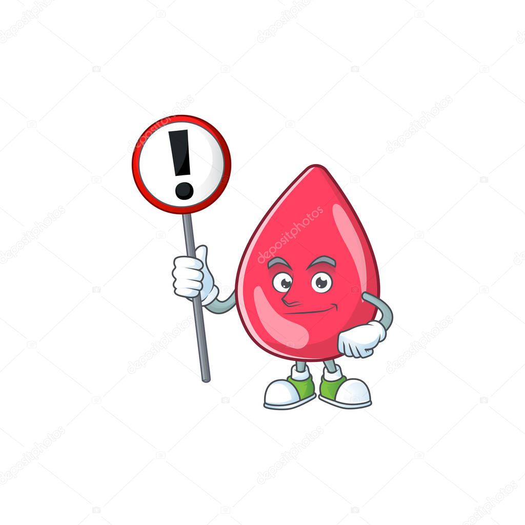 A picture of red blood cartoon character concept holding a sign