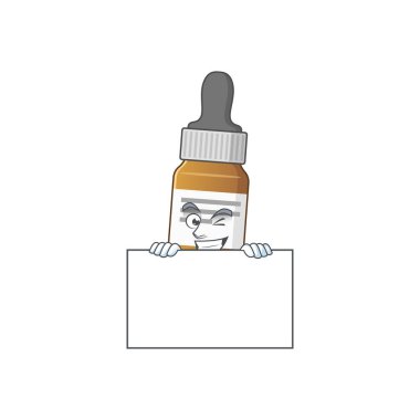 Panonun arkasına saklanan sinsi kırmızı kanlı çizgi film karakteri. Vektör illüstrasyonu