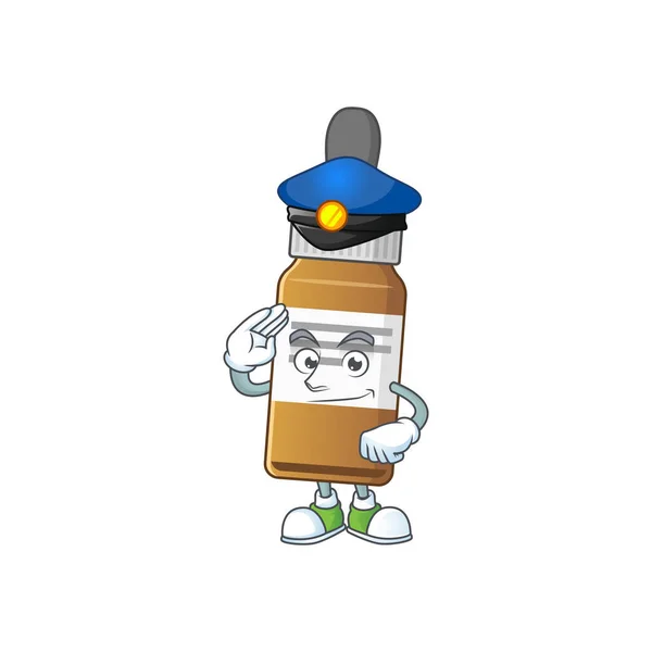 Un agent de police dédié de style de conception de mascotte de bouteille liquide — Image vectorielle