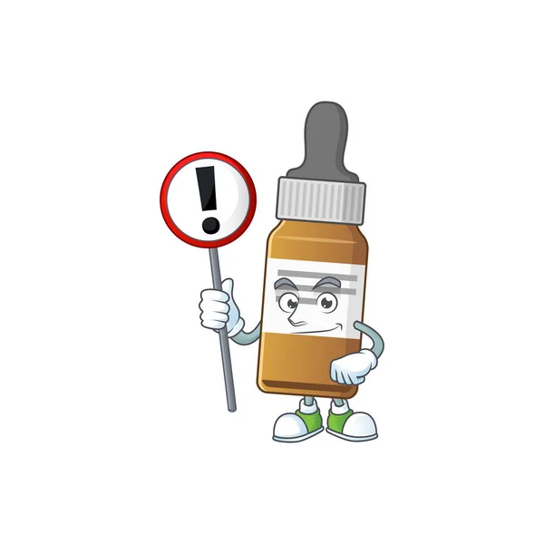 A picture of liquid bottle cartoon character concept holding a sign — Stock Vector