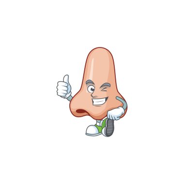 Mascot design style of nose showing Thumbs up finger clipart