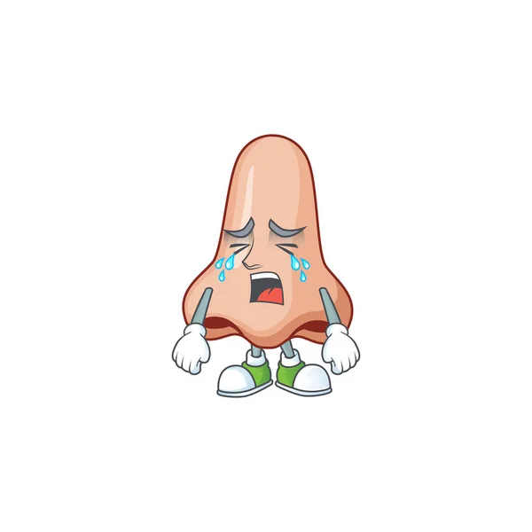 Un pianto naso cartone animato personaggio concetto di design — Vettoriale Stock