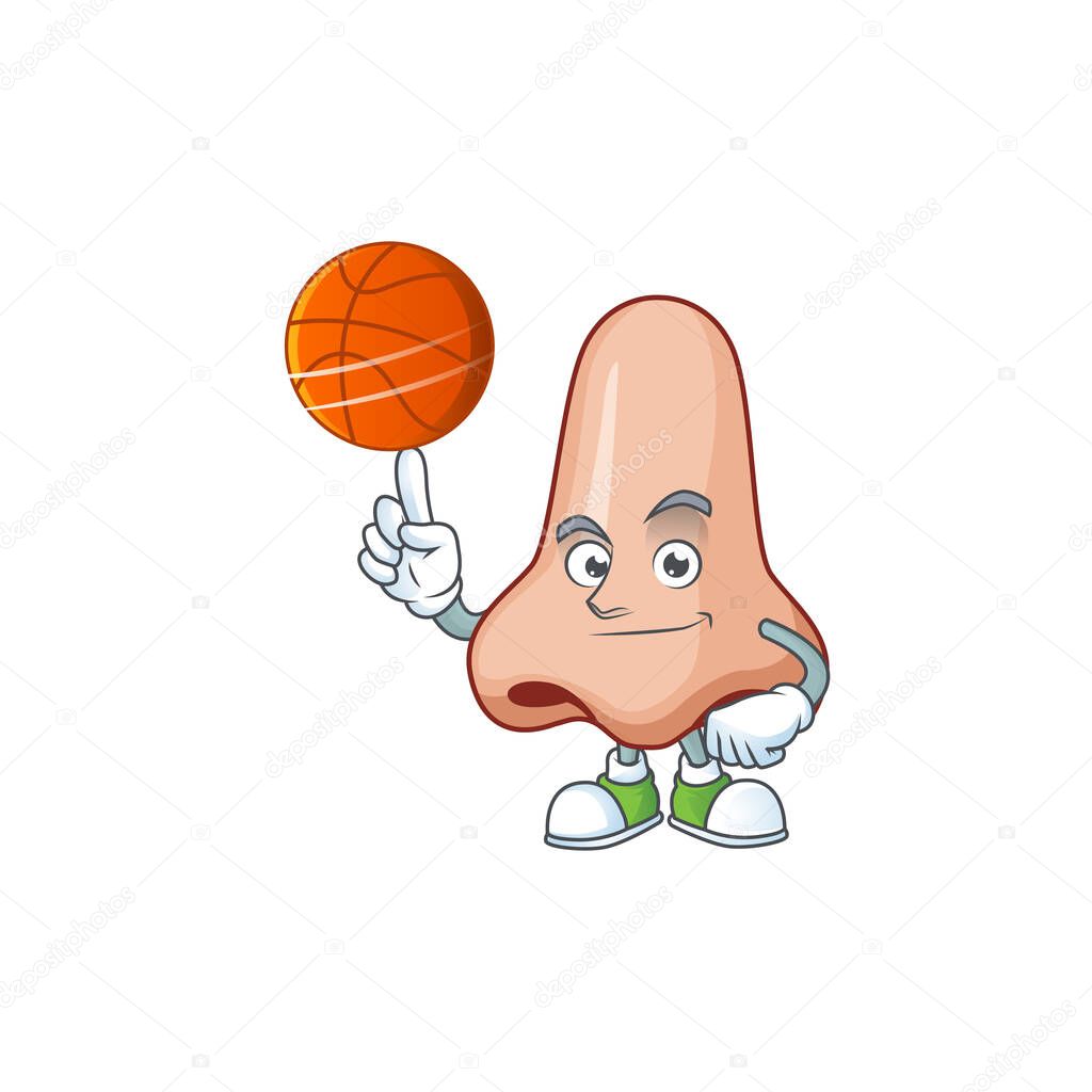 An athletic nose cartoon design style playing basketball