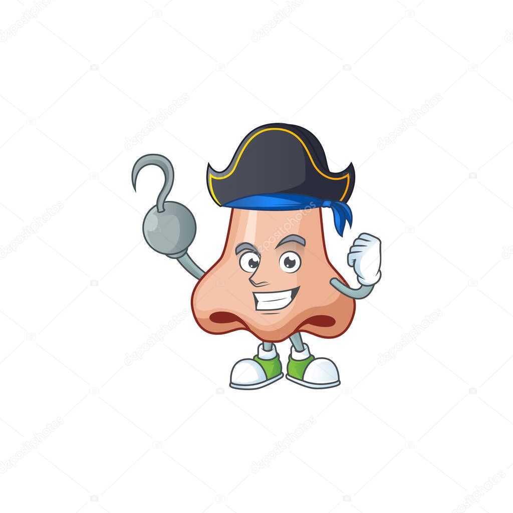 Cool pirate of nose cartoon design style with one hook hand