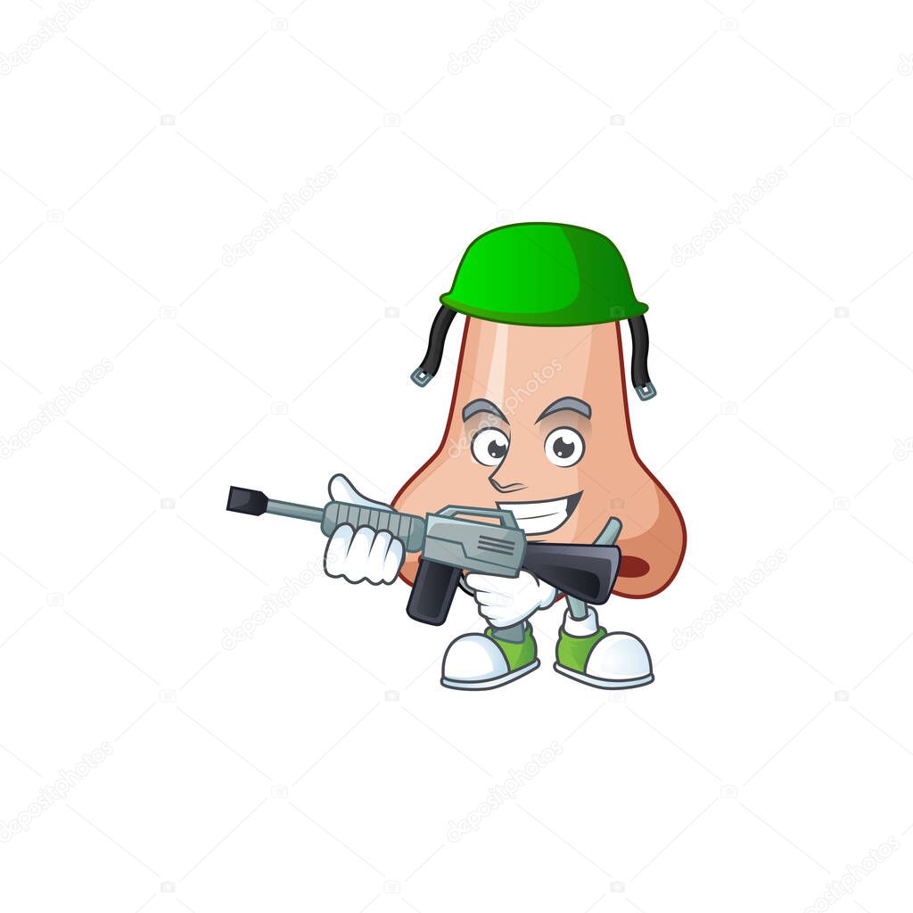 An elegant nose Army mascot design style using automatic gun
