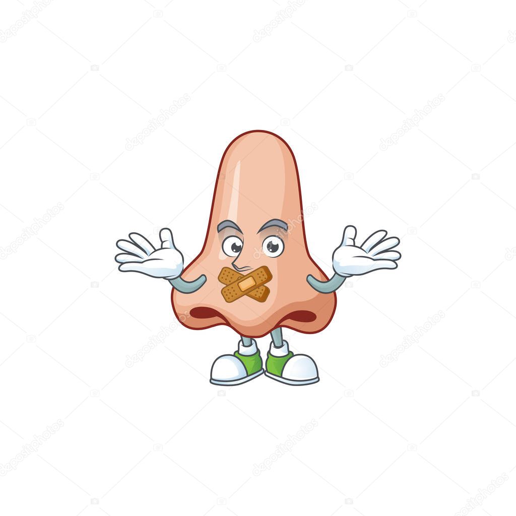 Nose mascot cartoon design with quiet finger gesture