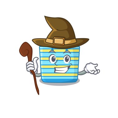 Plaj çantası sinsi ve aldatıcı cadı çizgi film karakteri. Vektör illüstrasyonu