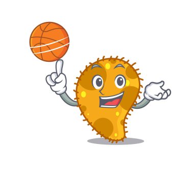Basketbol ile muhteşem psödomonas maskot tasarımı. Vektör illüstrasyonu