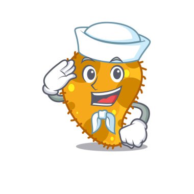 Beyaz şapkalı denizci çizgi film karakteri psödomonas. Vektör illüstrasyonu