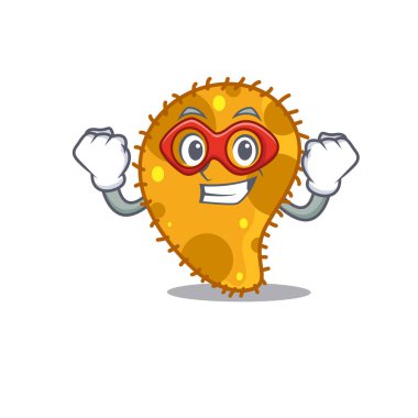 Süper kahraman rolünde bir psödomonas karakteri. Vektör illüstrasyonu