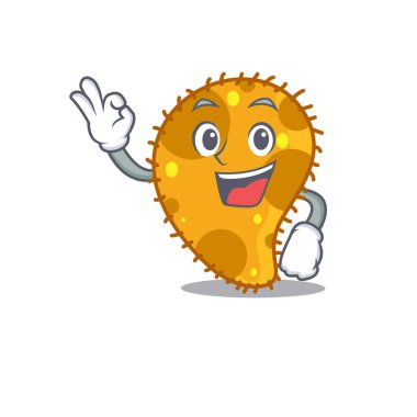 Pseudomonas maskot tasarımı tarzı ve iyi bir hareket parmağı var. Vektör illüstrasyonu