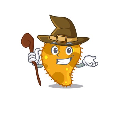 Pseudomonas sinsi ve kurnaz cadı çizgi film karakteri. Vektör illüstrasyonu