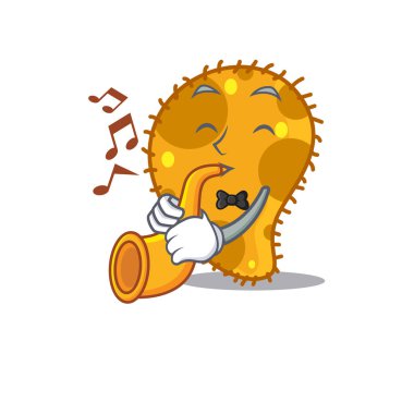 Talented musician of pseudomonas cartoon design playing a trumpet. Vector illustration clipart