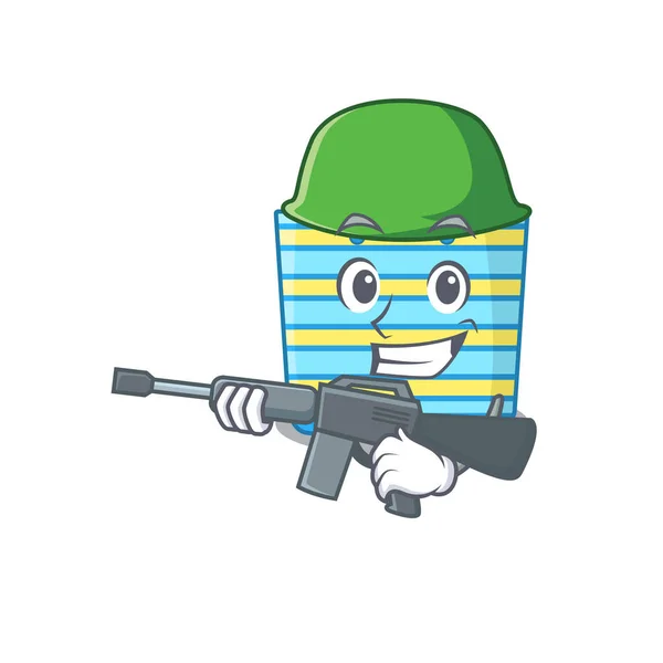 Cartoon Picture Beach Bag Army Style Machine Gun Vector Illustration — Stock Vector