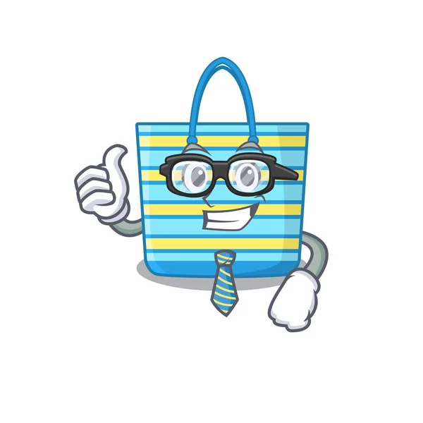 Elegante Bolso Playa Diseño Mascota Del Hombre Negocios Con Gafas — Vector de stock