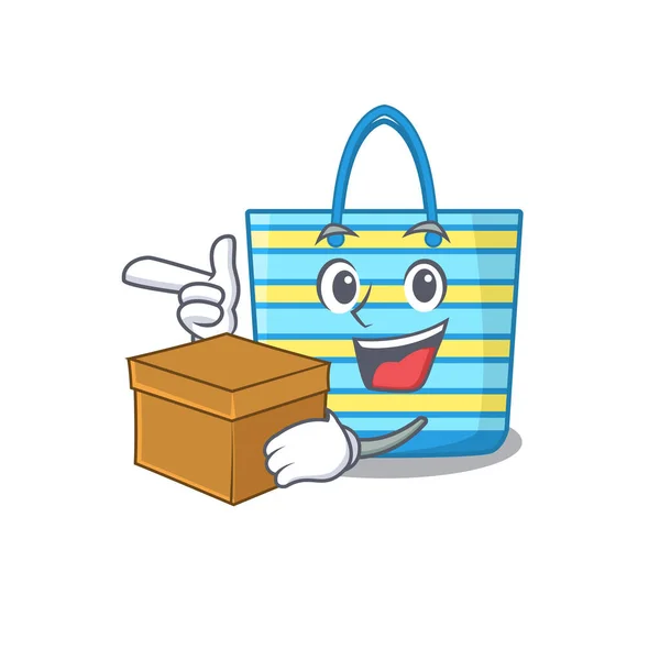 Una Imagen Del Concepto Diseño Dibujos Animados Bolsa Playa Sosteniendo — Vector de stock