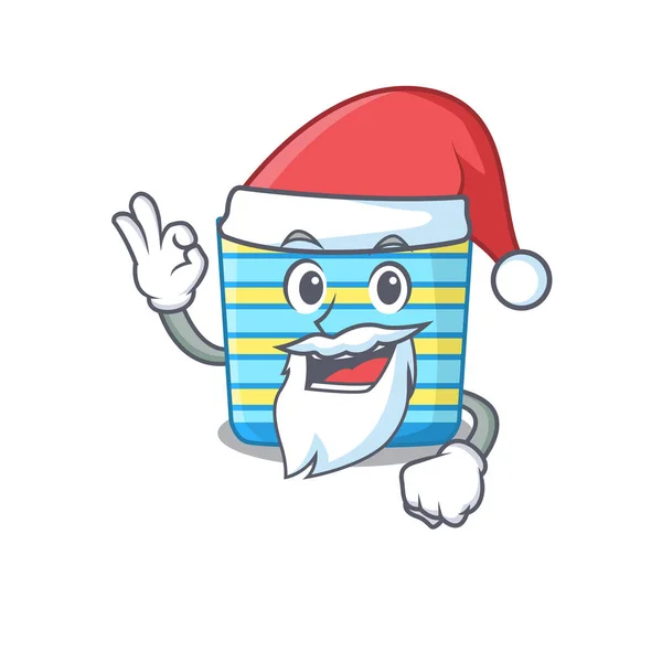 Beach Bag Santa Cartoon Character Cute Finger Vector Illustration — Stock Vector