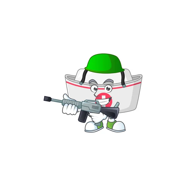 An elegant nurse hat Army mascot design style using automatic gun — Stock Vector