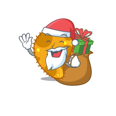 Noel hediyeli sahte Noel Baba 'nın çizgi film tasarımı. Vektör illüstrasyonu