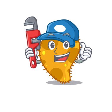 Pseudomonas Smart Plumber çizgi film karakteri tasarımı. Vektör illüstrasyonu