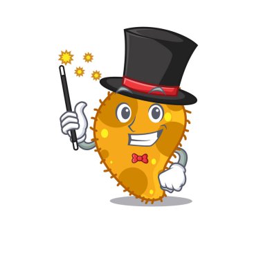 Psödomonas çizgi film tasarımında çekici bir sihirbaz. Vektör illüstrasyonu