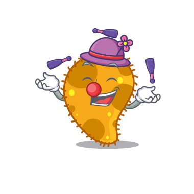 Hokkabazlık yapan çekici bir psödomonas çizgi film tasarımı. Vektör illüstrasyonu