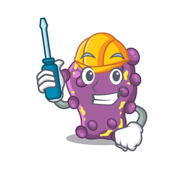 Shigella 'nın çizgi film karakteri bir otomotiv olarak çalıştı. Vektör illüstrasyonu