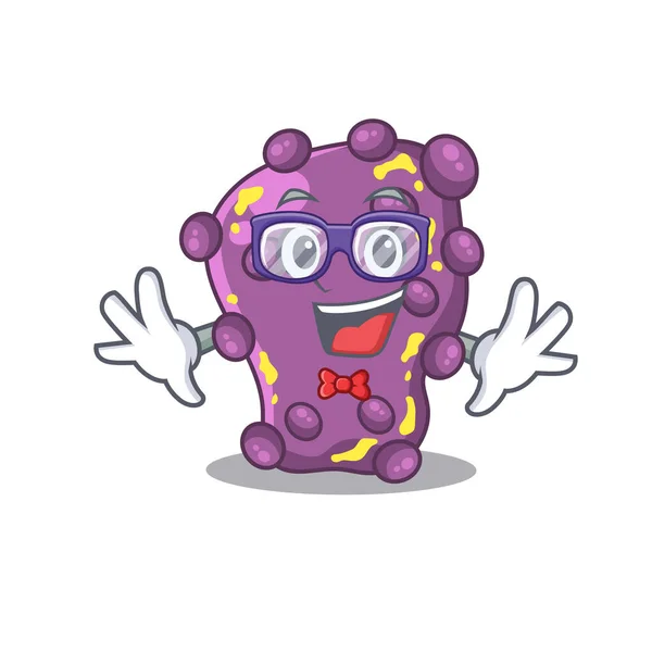 Mascotte Design Stijl Van Geek Shigella Met Bril Vectorillustratie — Stockvector